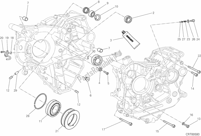 All parts for the Crankcase Bearings of the Ducati Multistrada 1200 ABS USA 2013